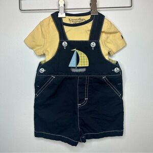 Kitestrings By Hartstrings Blue Yellow Nautical Sail Boat Boys Overalls Sz 6-9M